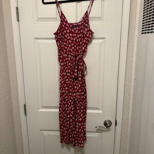 Abercrombie & Fitch Red and White Floral Wrap Midi Dress, Size M